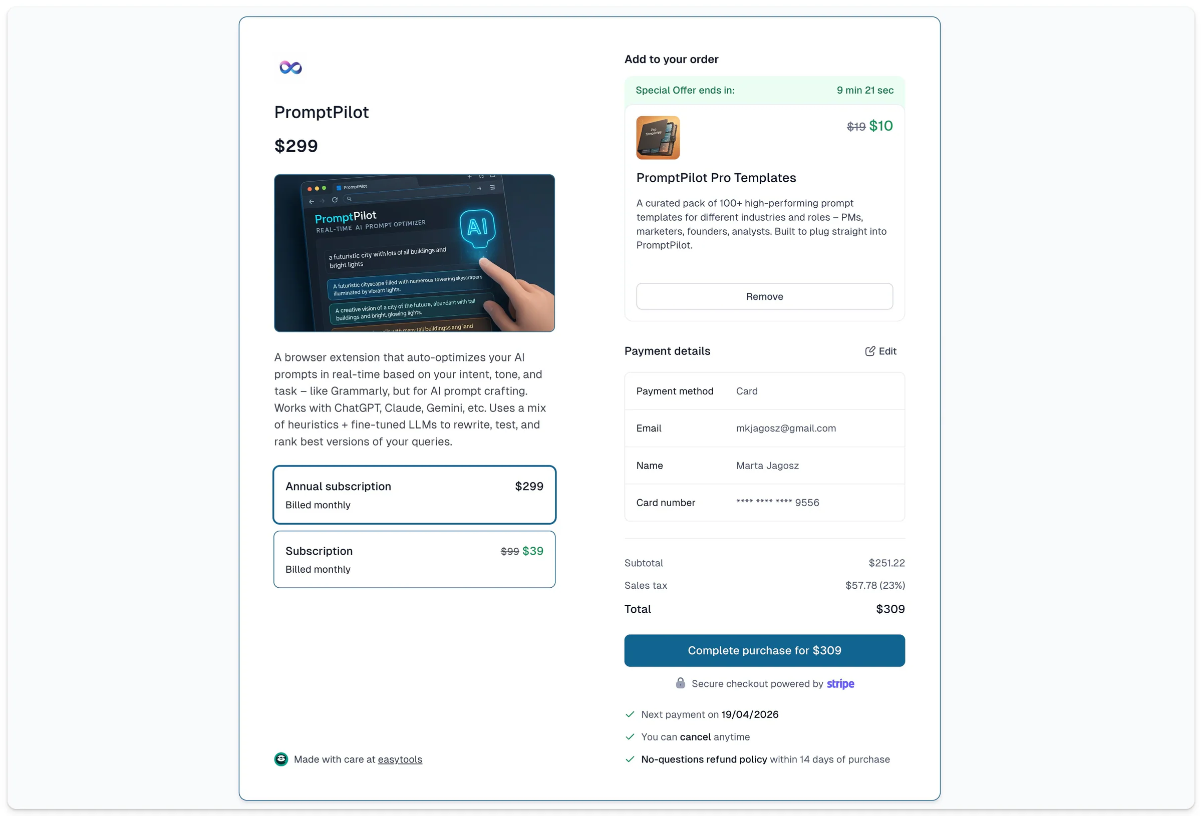 Vende varios productos en un mismo checkout con order bumps