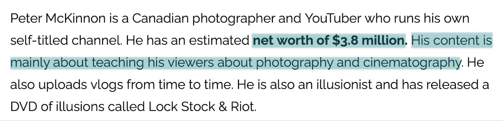 patrimoine de peter mckinnon