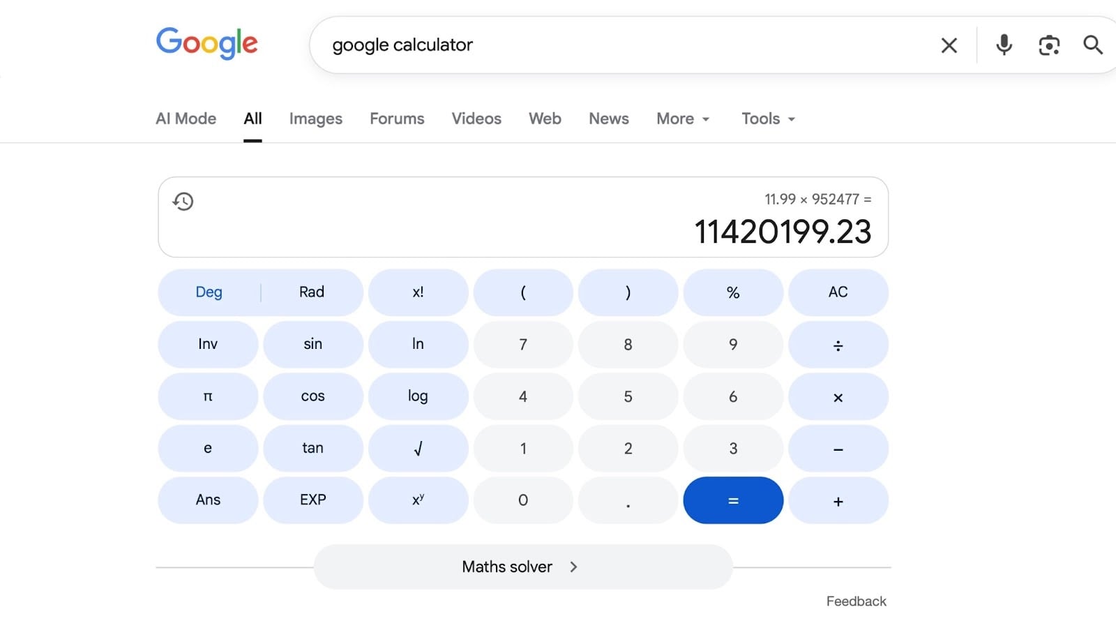 calculatrice google