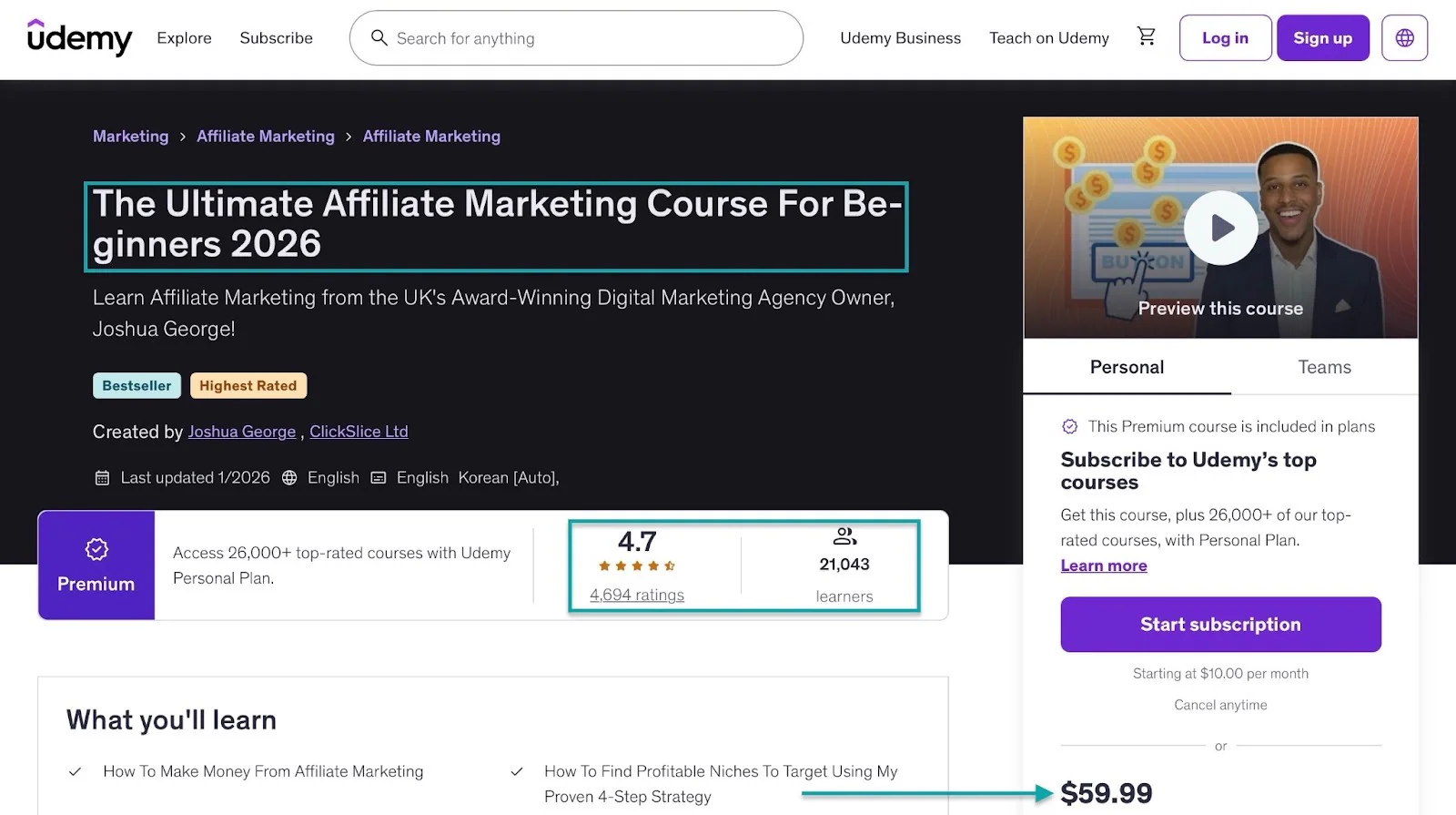 idée de formation en ligne dans la niche du marketing d'affiliation