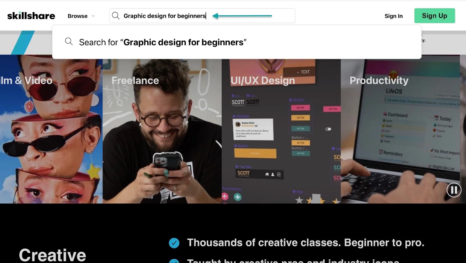 recherche sur skillshare