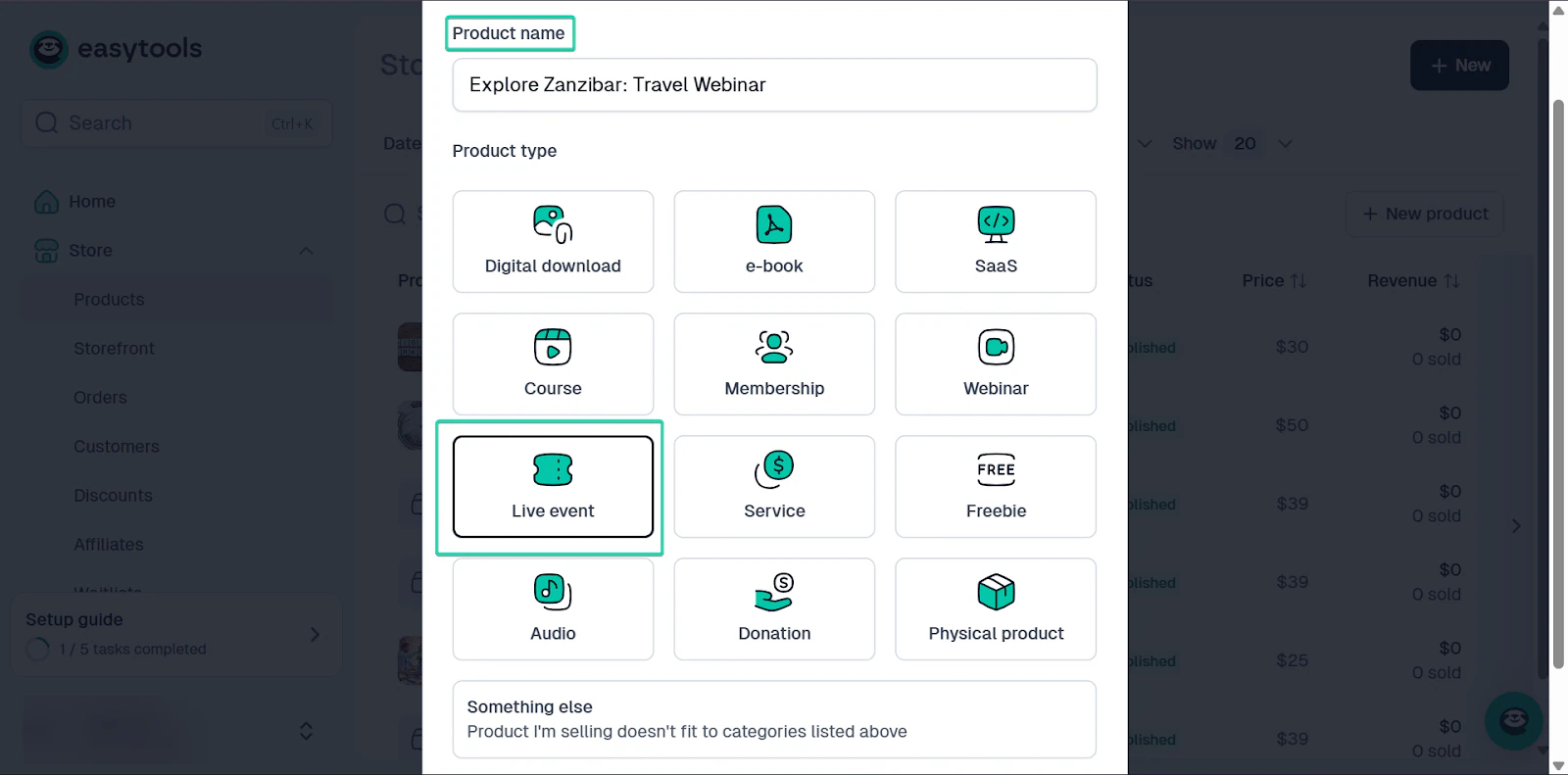 Easytools: capture de la boutique - créateur de site