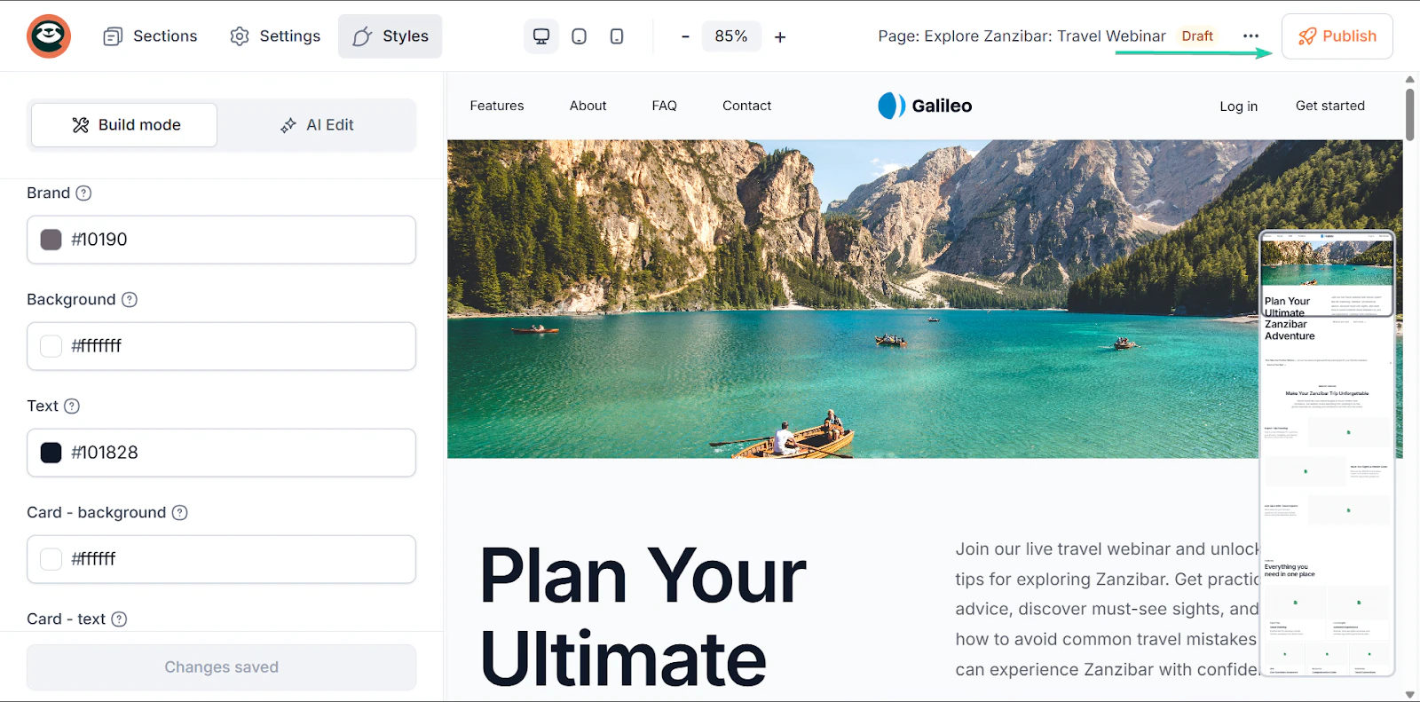 publier la landing page sur le logiciel de blogging