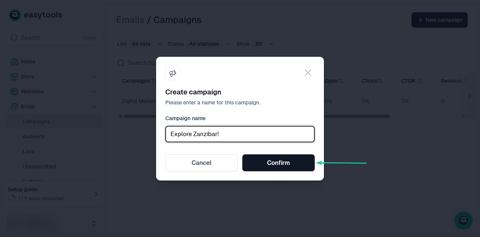 nommer la campagne sur le logiciel de blogging