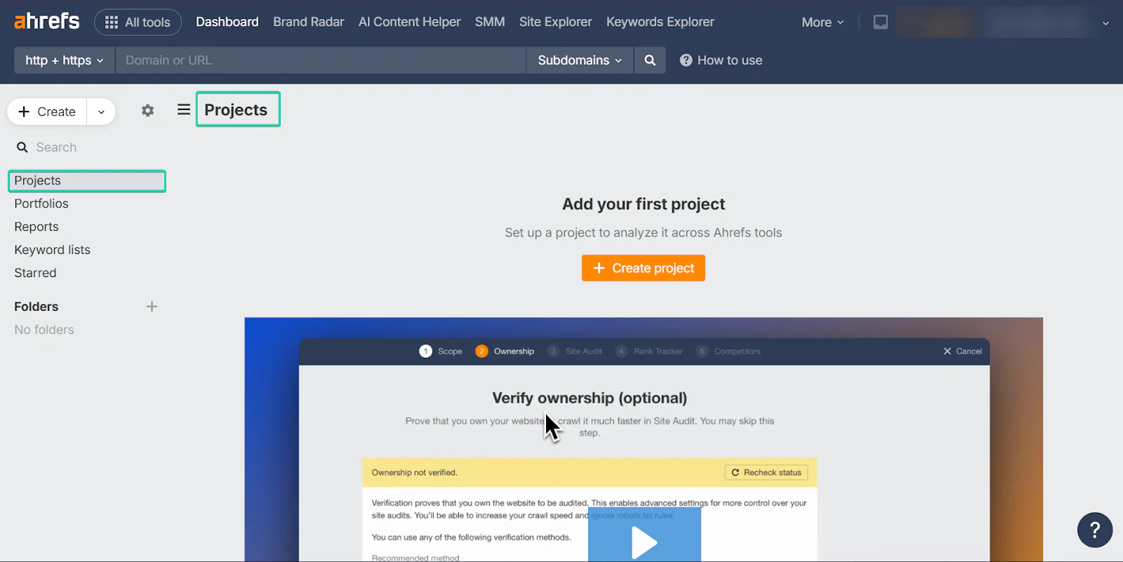 la fonction projets du logiciel de blogging
