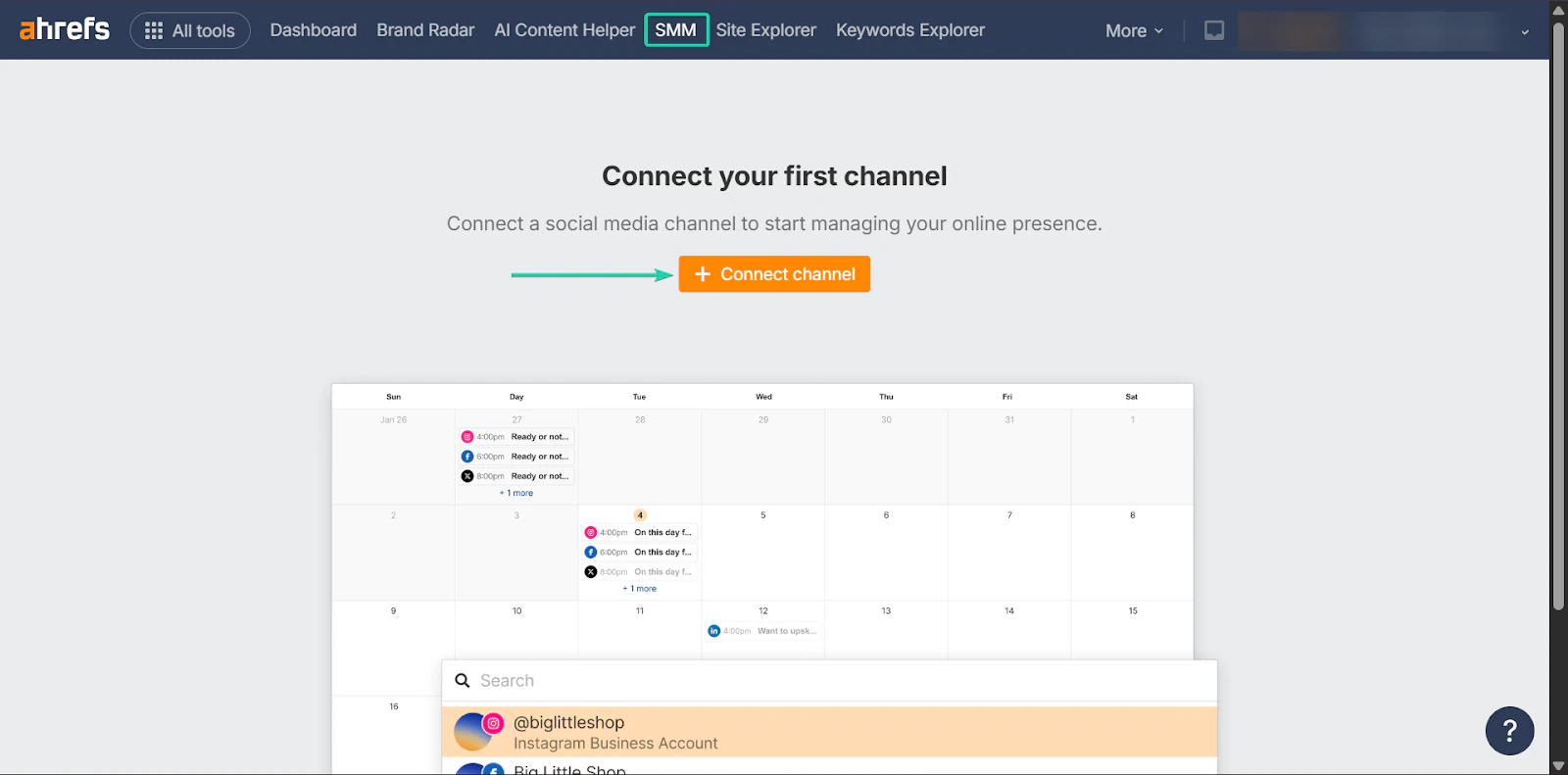 Ahrefs: écran "SMM"
