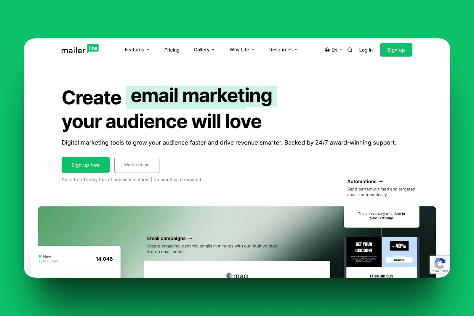 MailerLite - logiciel de blogging fiable