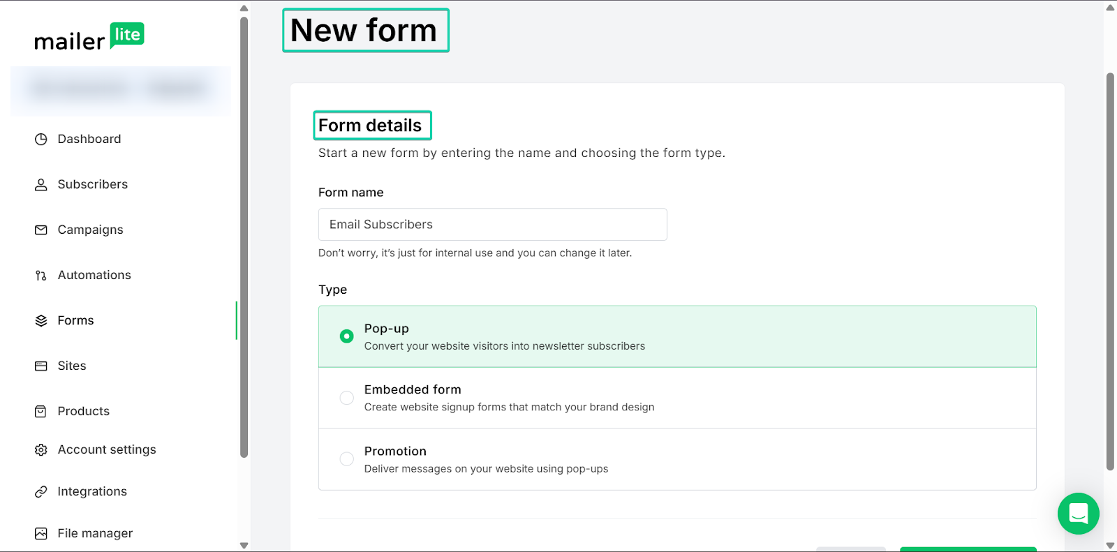 MailerLite: capture des formulaires - créateur de site