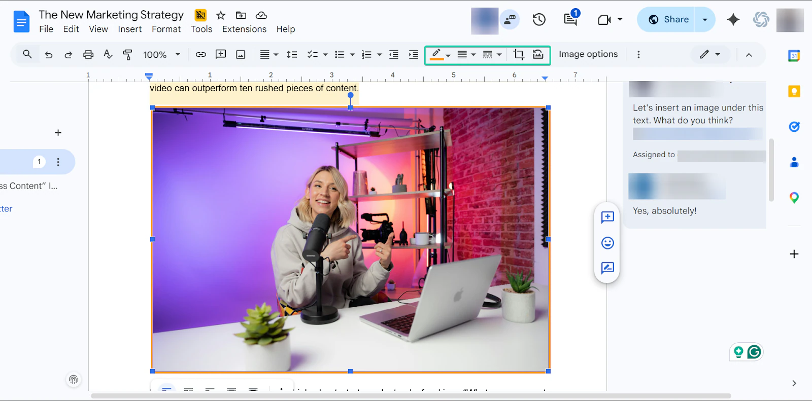 Google Docs: capture de l'insertion d'image