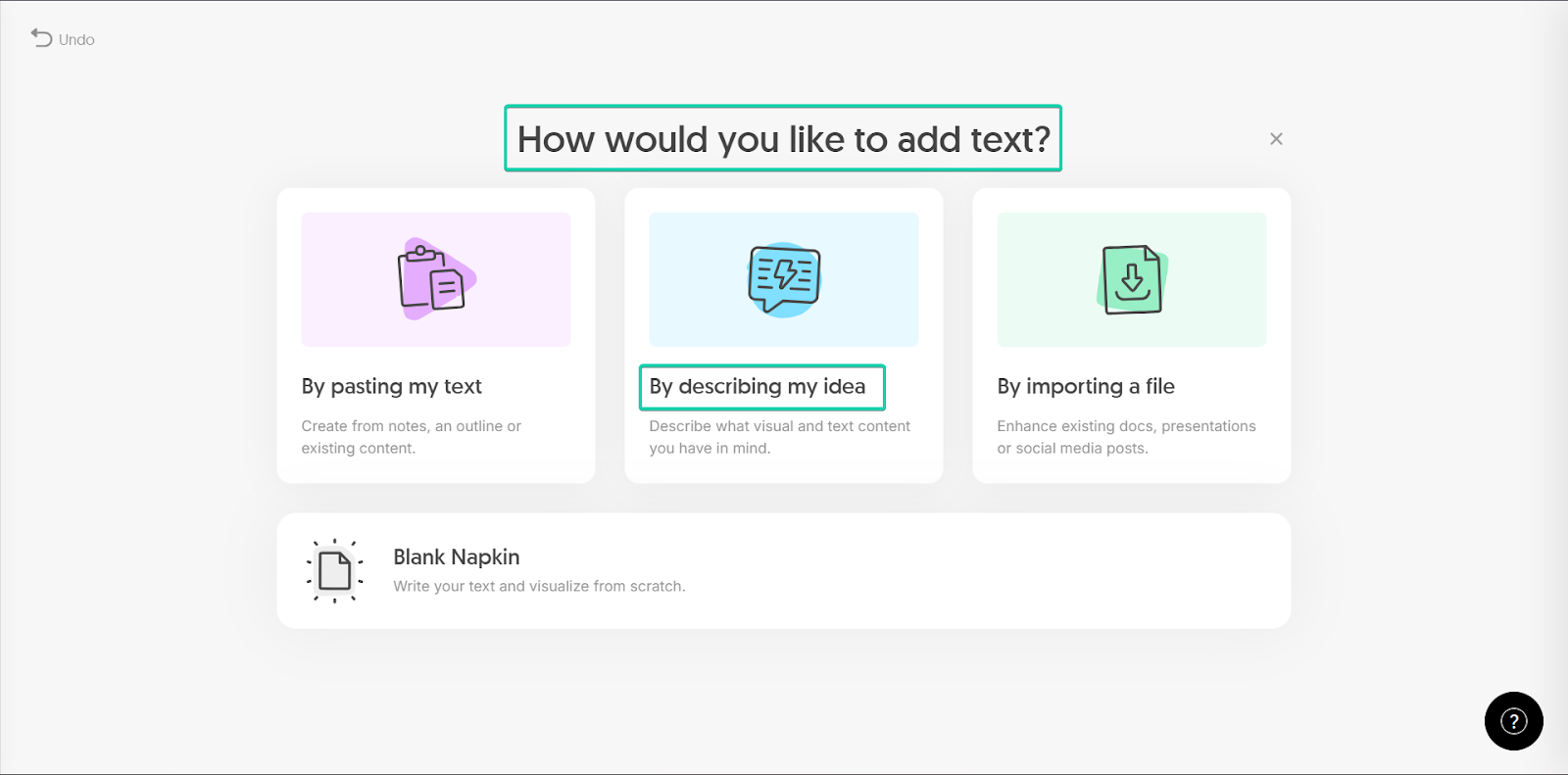 Napkin AI: capture du nouveau napkin