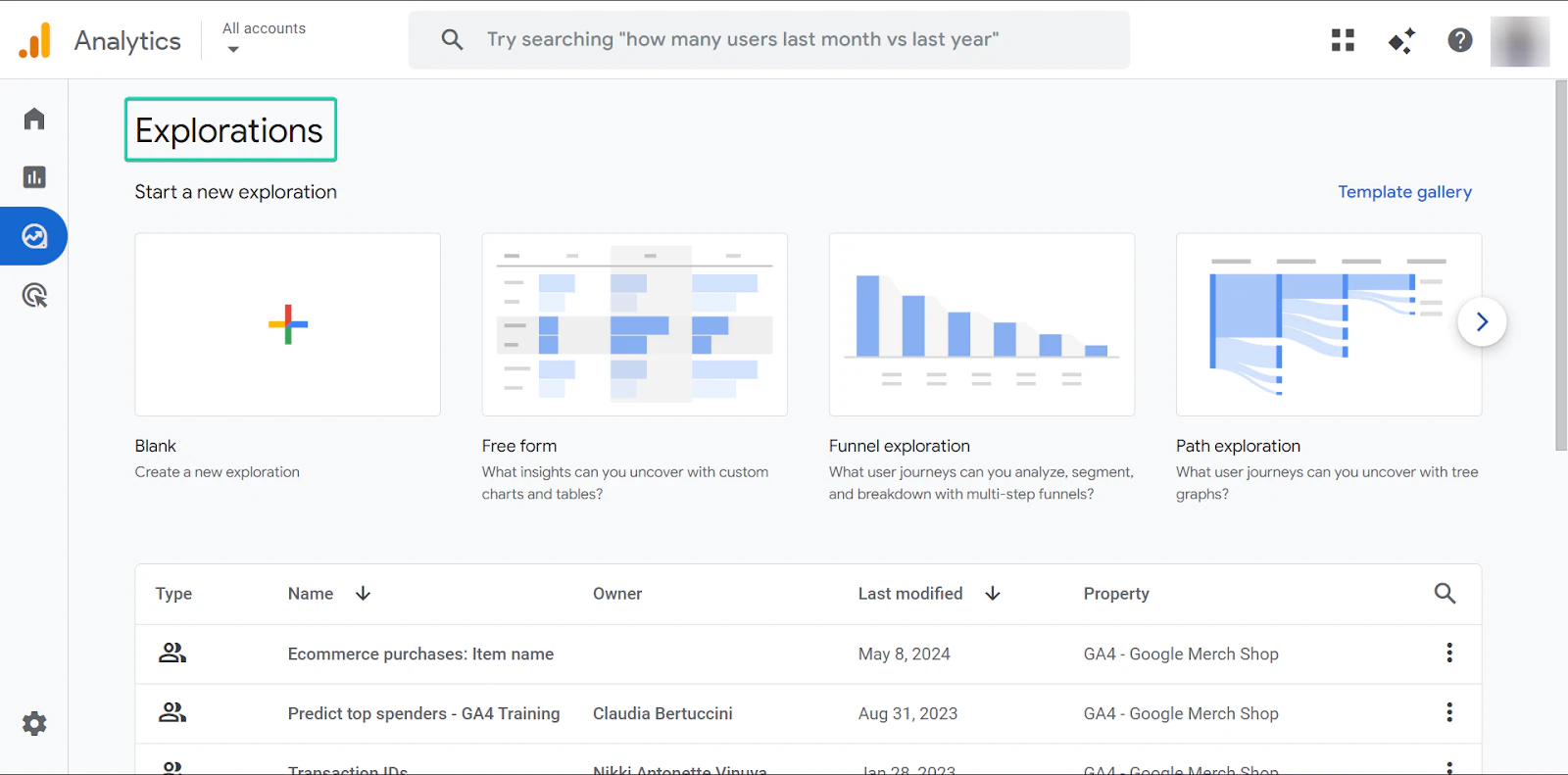 capture de l'interface Google Analytics