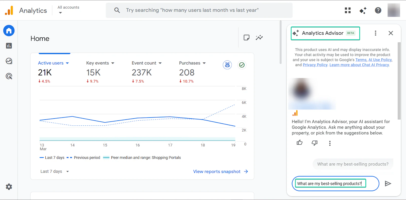 Google Analytics: capture de l'analytics advisor