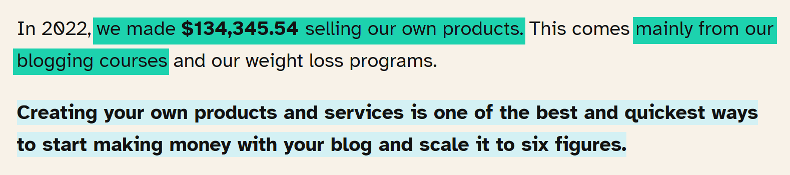 En 2022, ils ont gagné plus de 134 000 $ en vendant des formations sur le blogging.