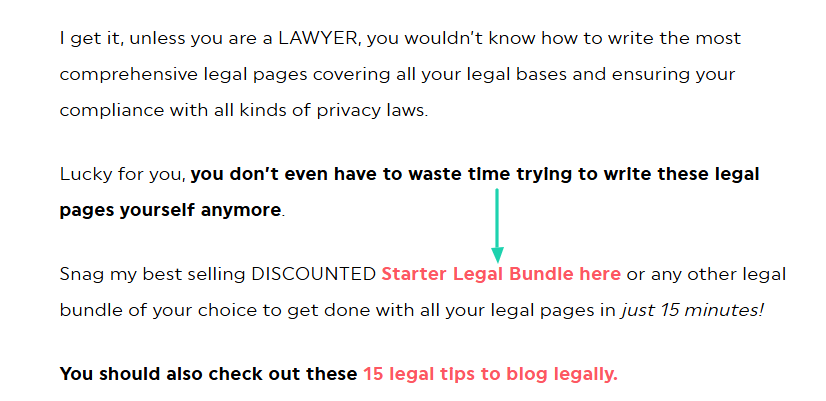 Le Starter Legal Bundle est l'un des templates juridiques qu'Amira vend sur son blog.