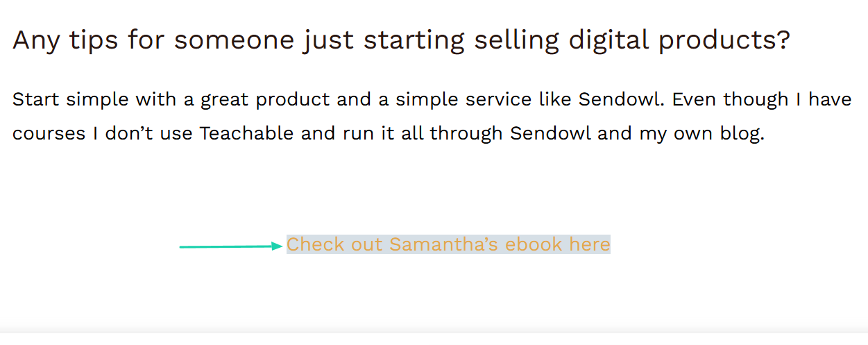 Elle fait la promotion de l'ebook de Samantha.