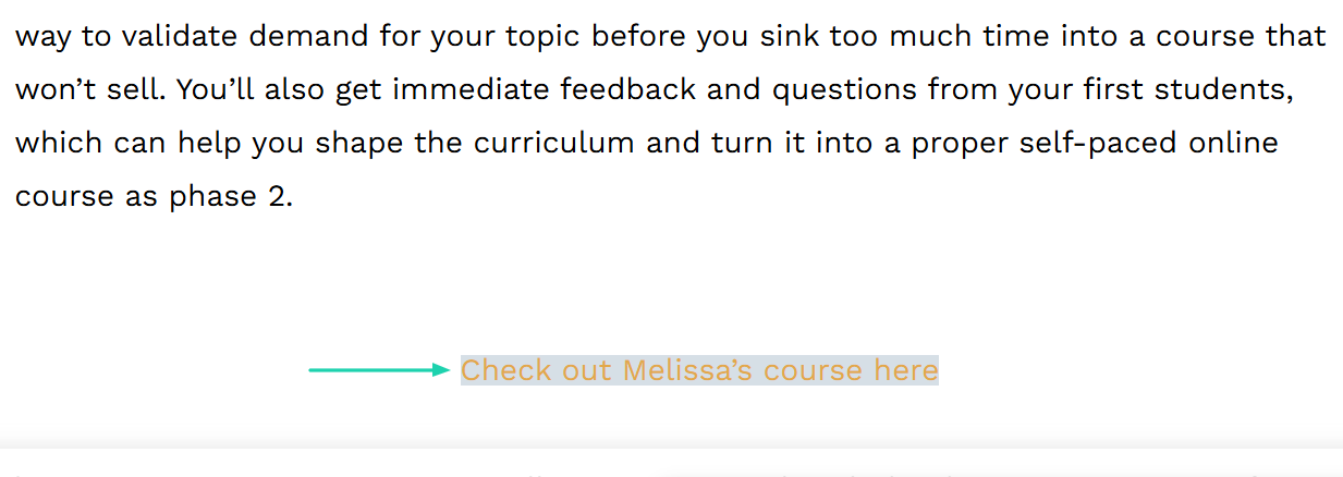 Elle fait la même chose avec la formation de Melissa.