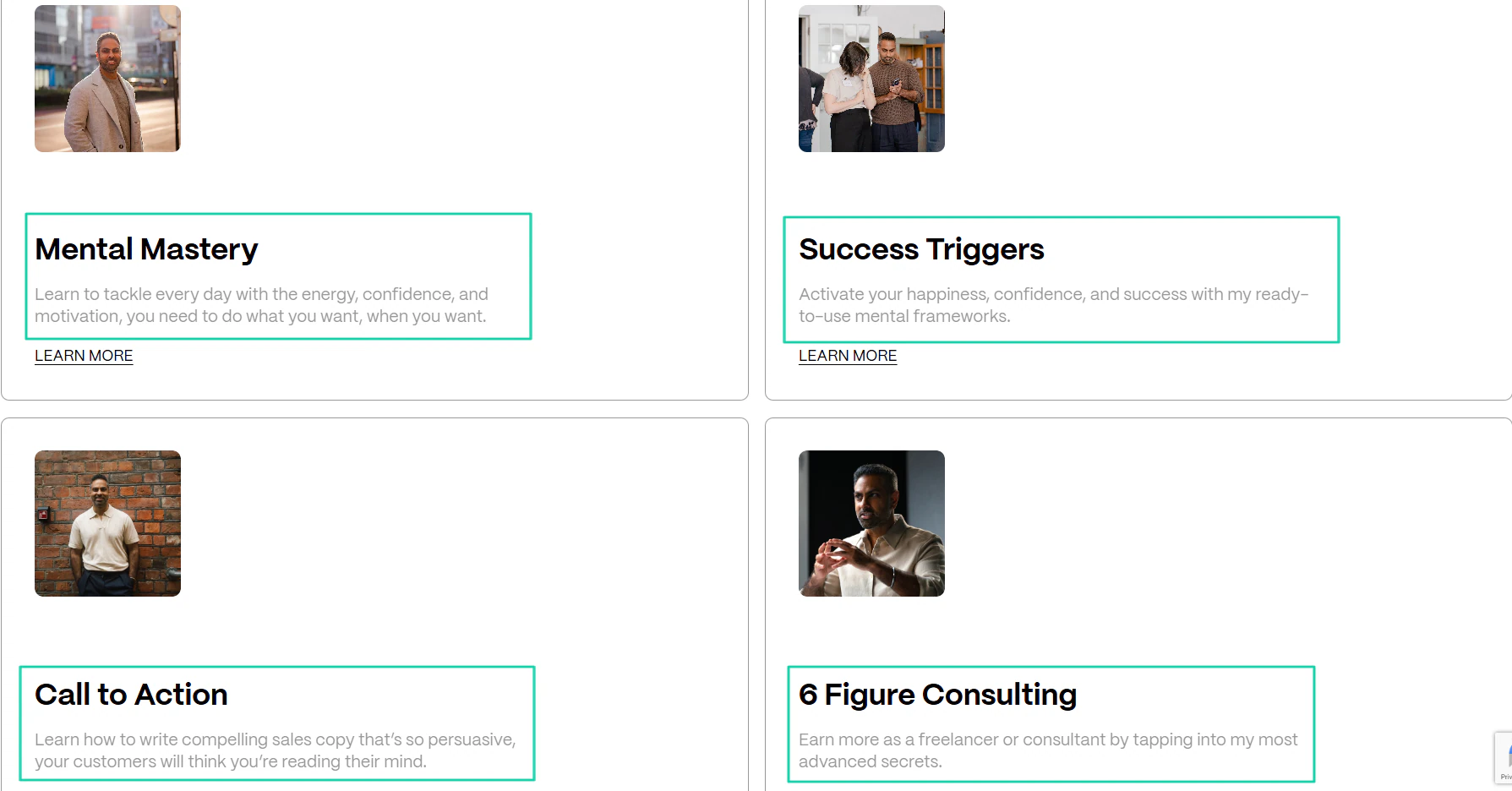 Au-delà de ses blogs, il a mis en place des programmes d'abonnement comme 6 Figure Consulting, Mental Mastery et Success Triggers.