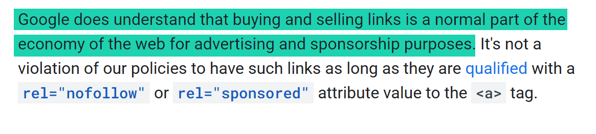 Google comprend toujours que l'achat et la vente de liens font normalement partie de l'économie publicitaire et du sponsoring…