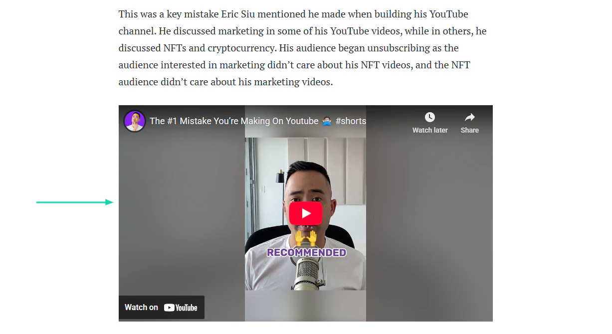 Copyblogger, par exemple (l'entreprise évoquée plus haut), ajoute des vidéos YouTube à ses articles.