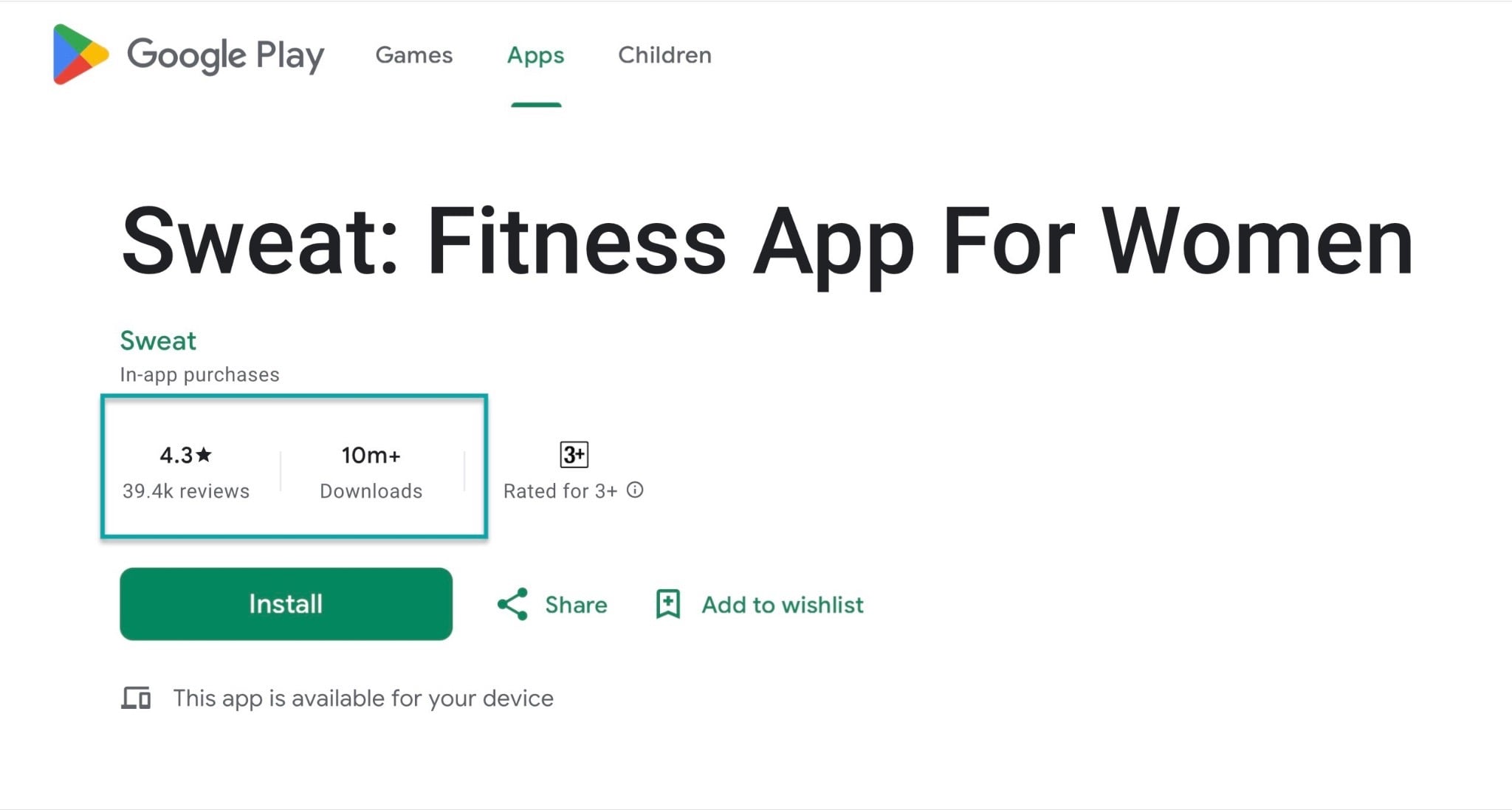 sweat ap on google play store
