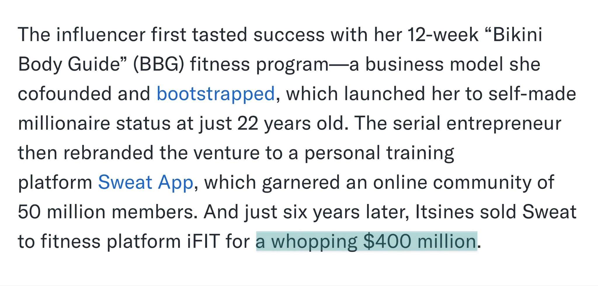 kayla itsines sale of sweat app