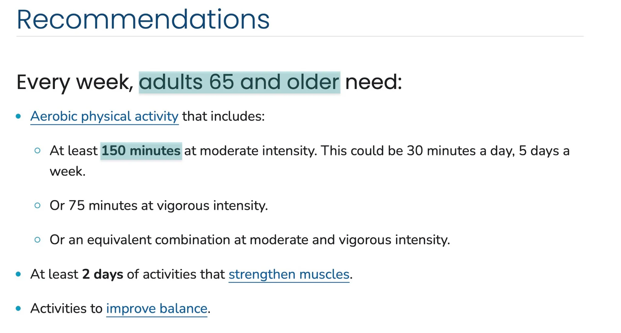 cdc recommendations