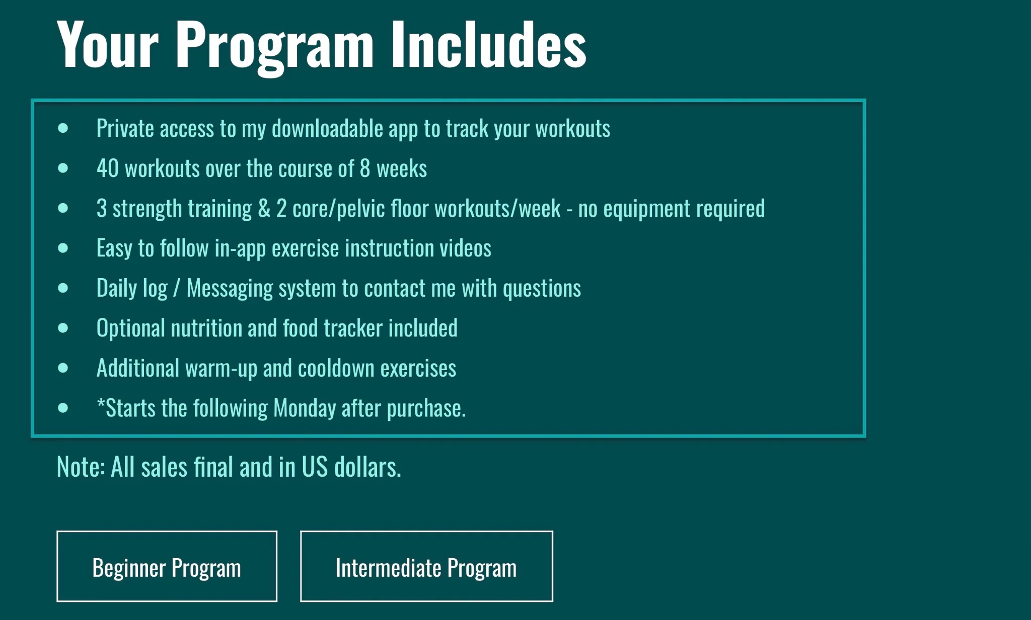 fitness program package