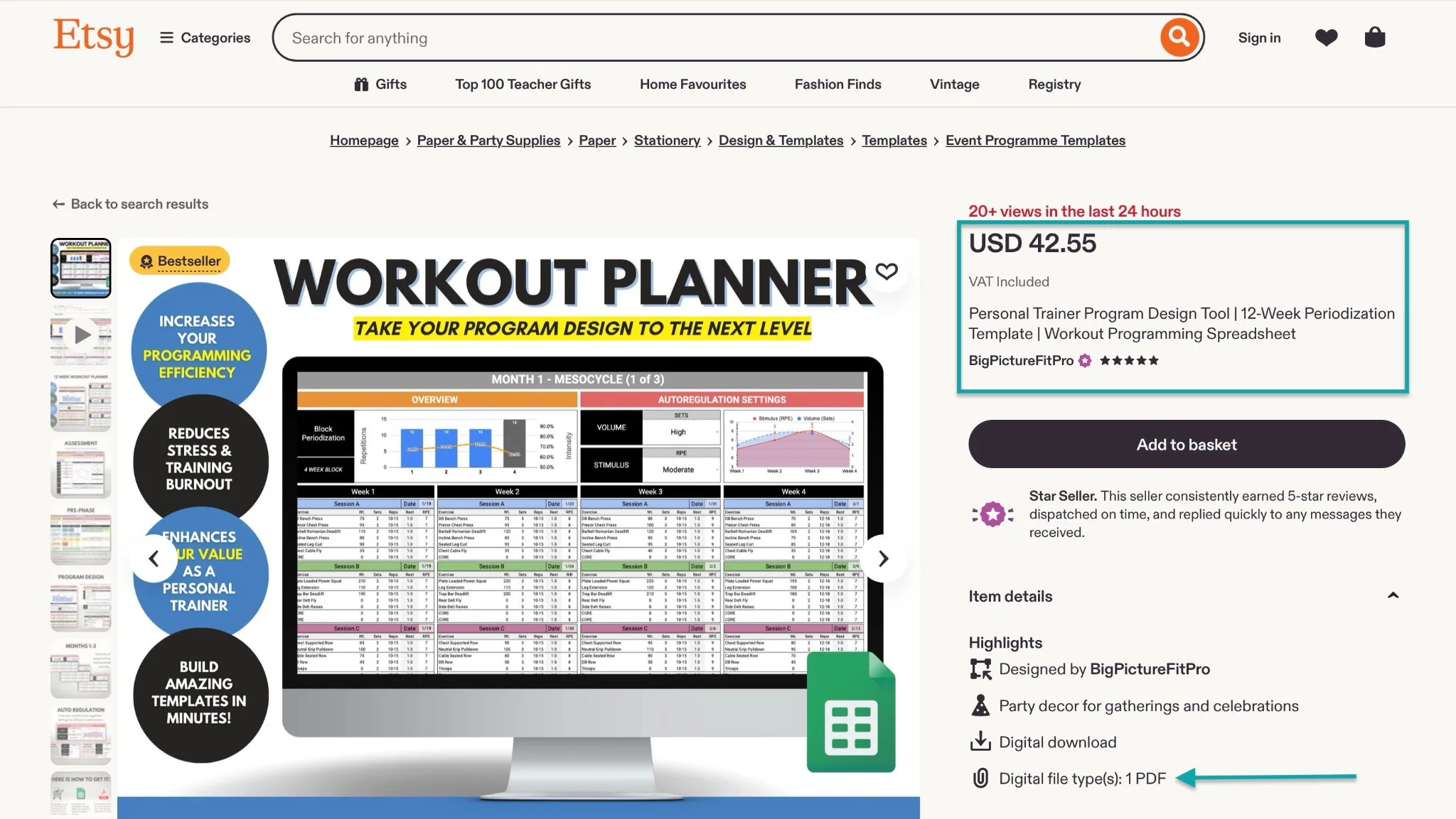 workout planner on etsy