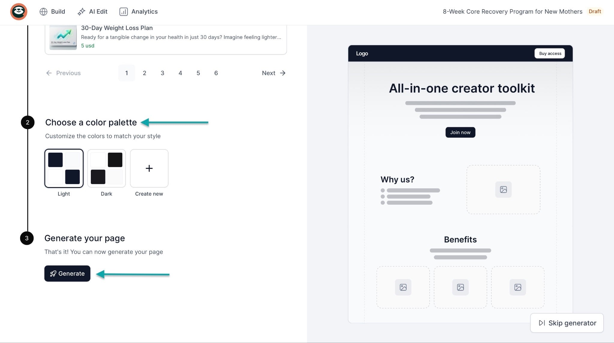 generate website with ai