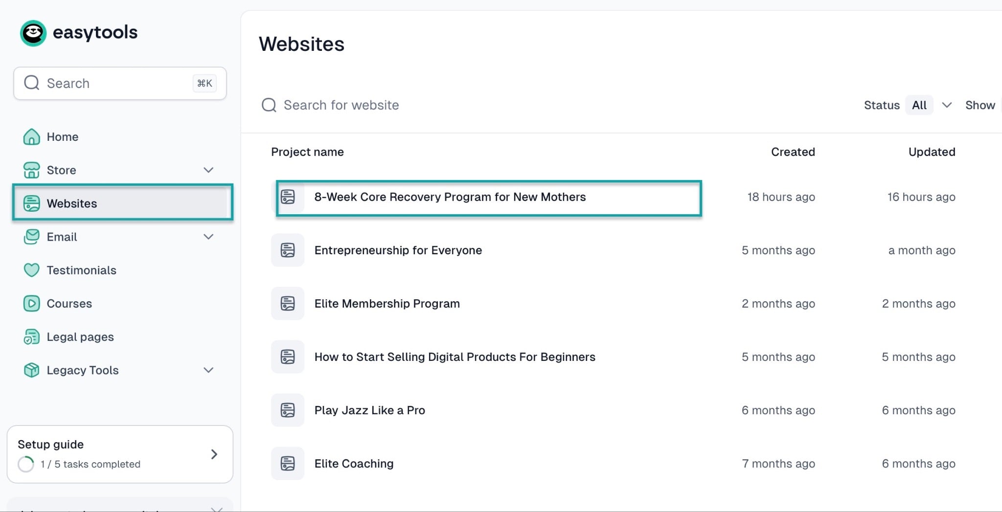 list of websites created on easytools