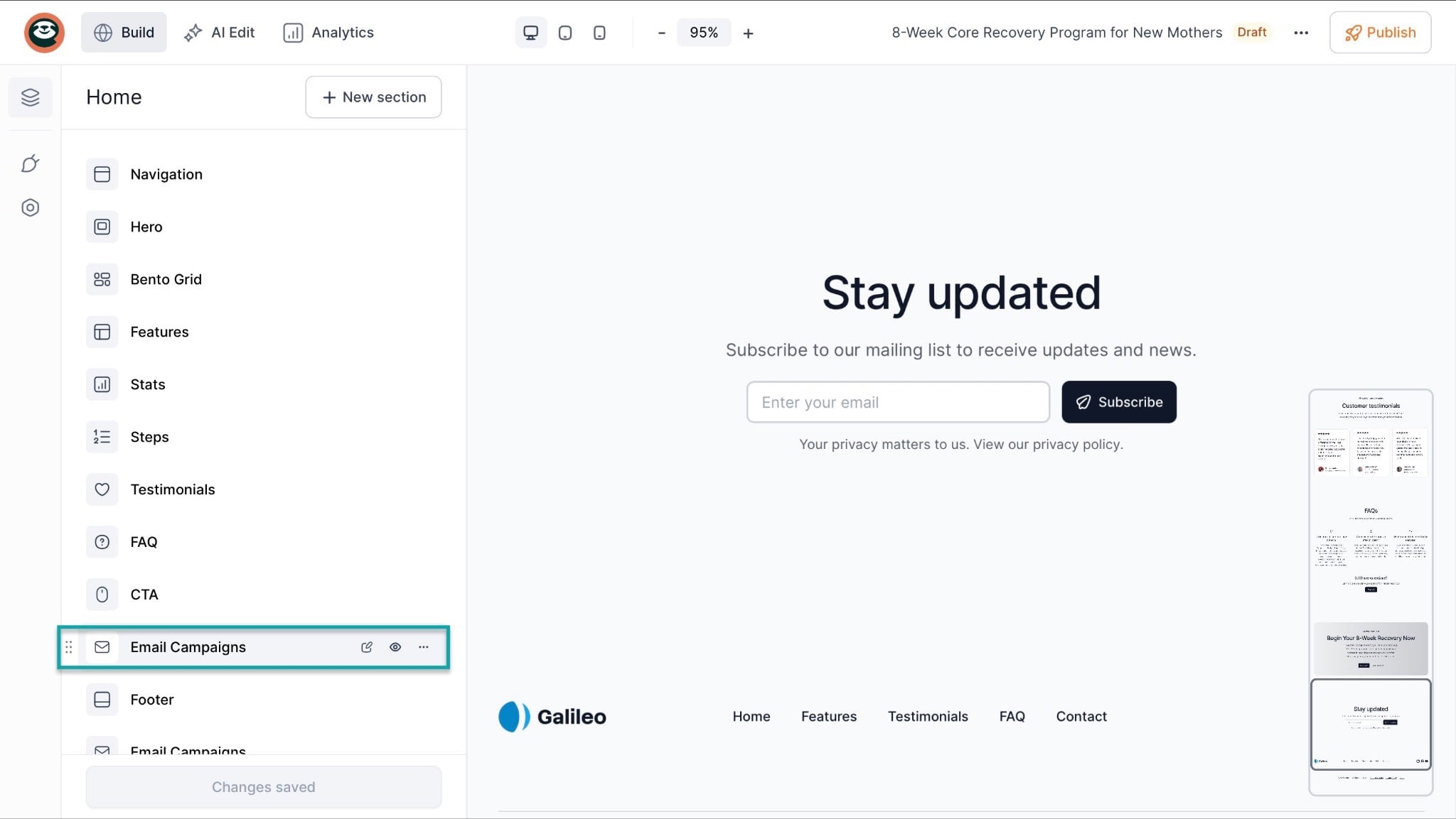 email campaign option