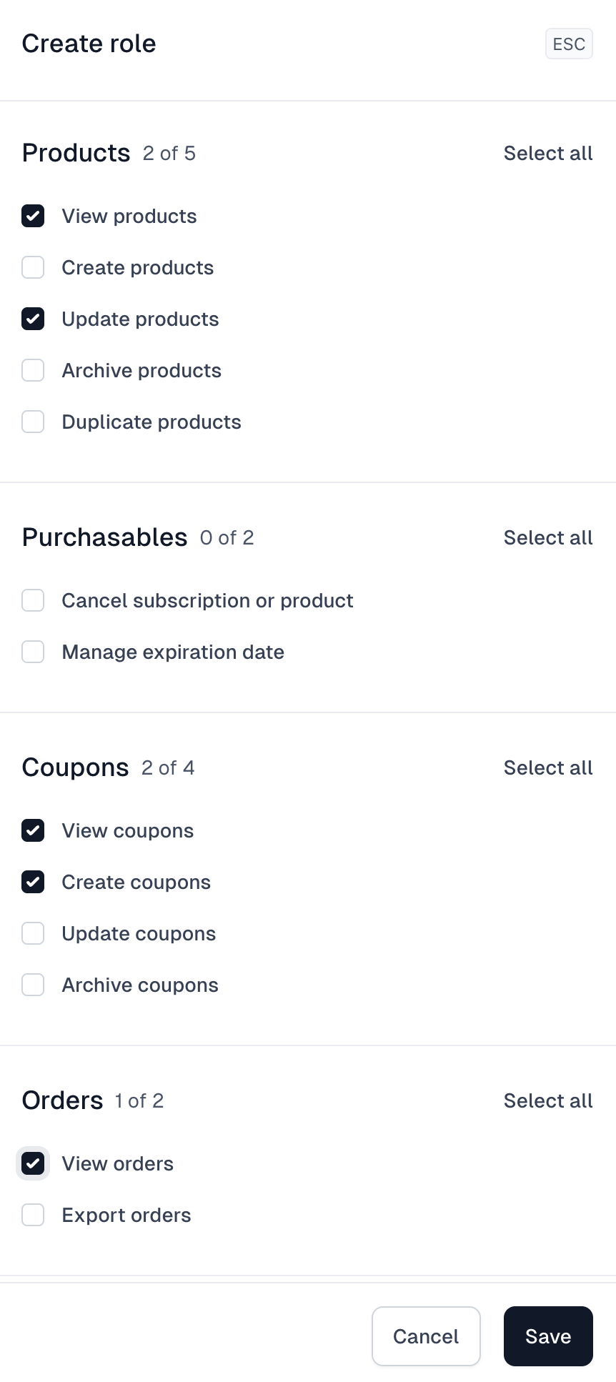Creating a team role and assigning permissions in Easytools