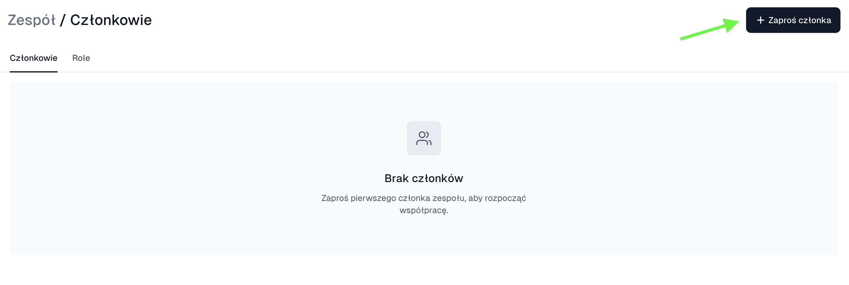 Zaproś członka zespołu