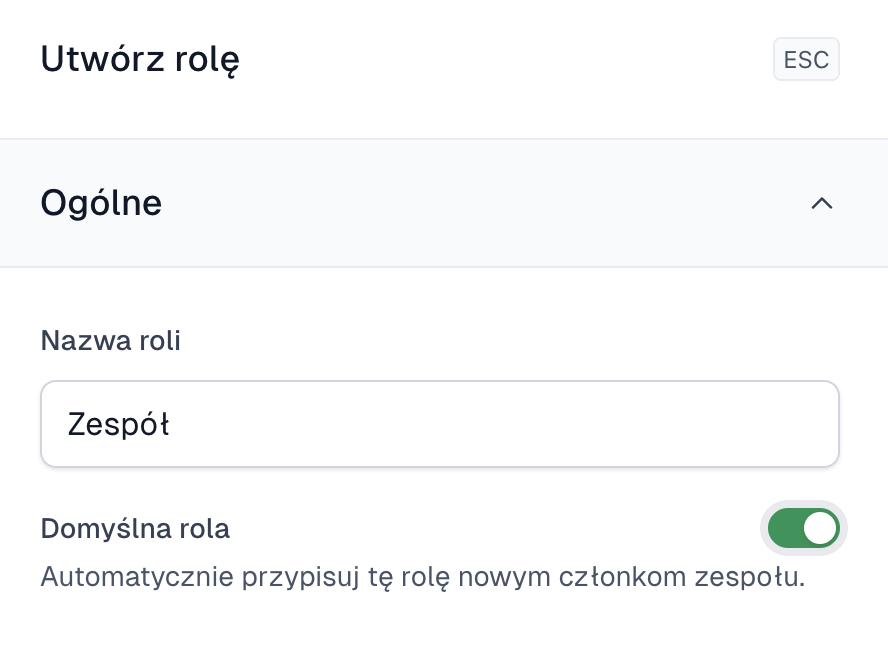 Ustaw domyślną rolę