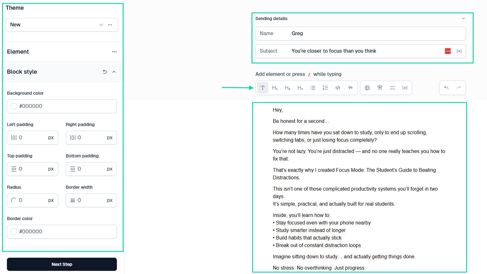 Easytools: email screenshot