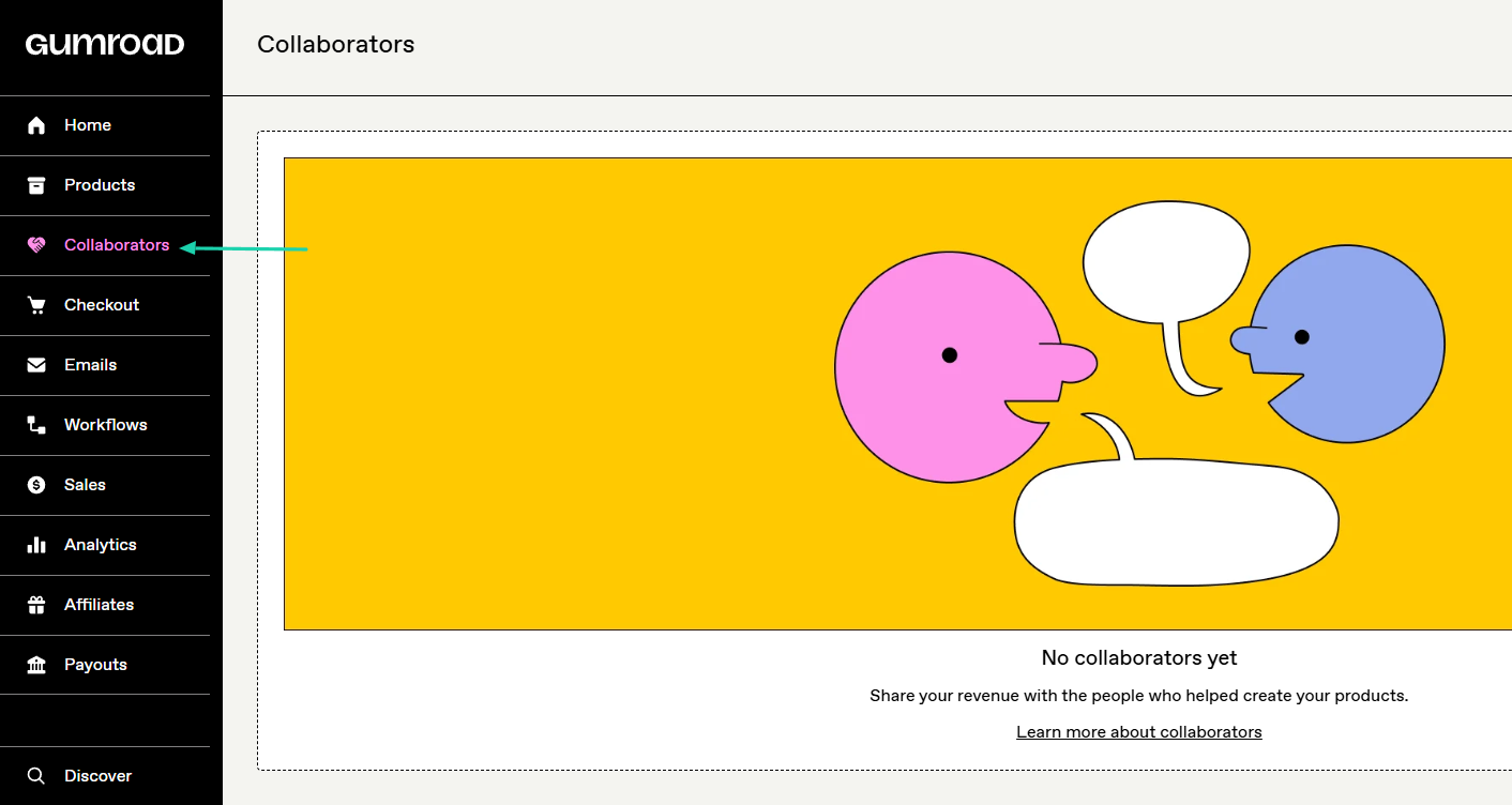 Gumroad: collaborators showing “Collaborators”