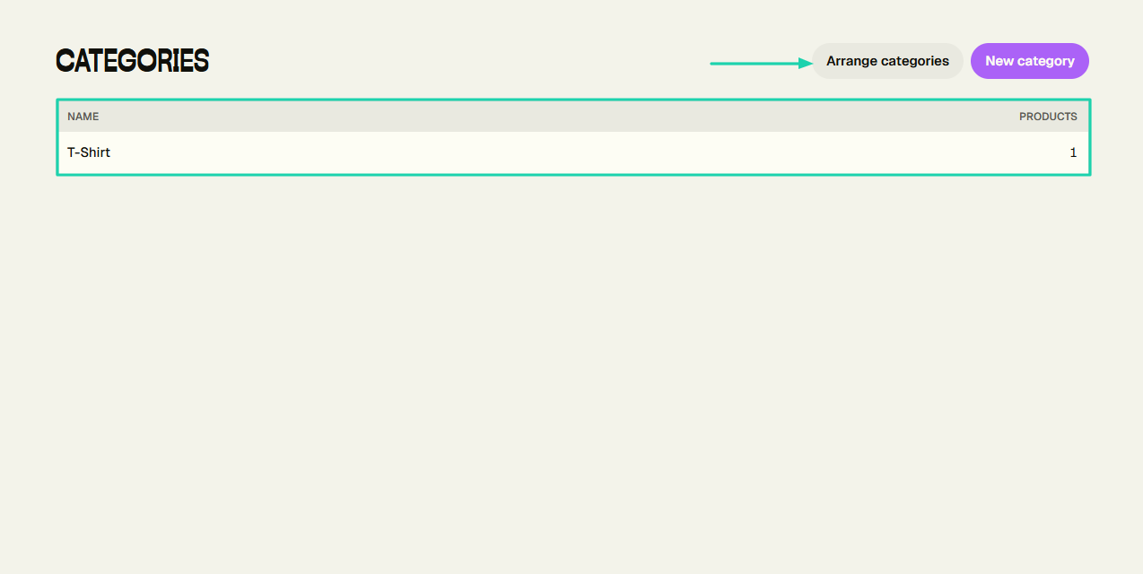 arrange categories
