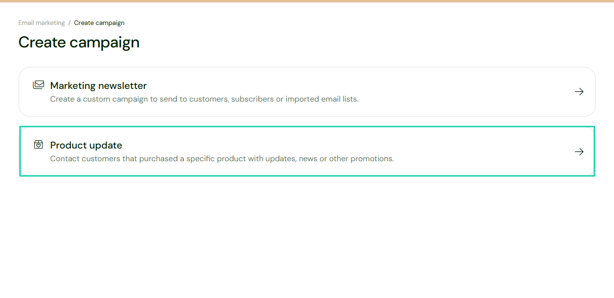 Sellfy: email marketing screenshot