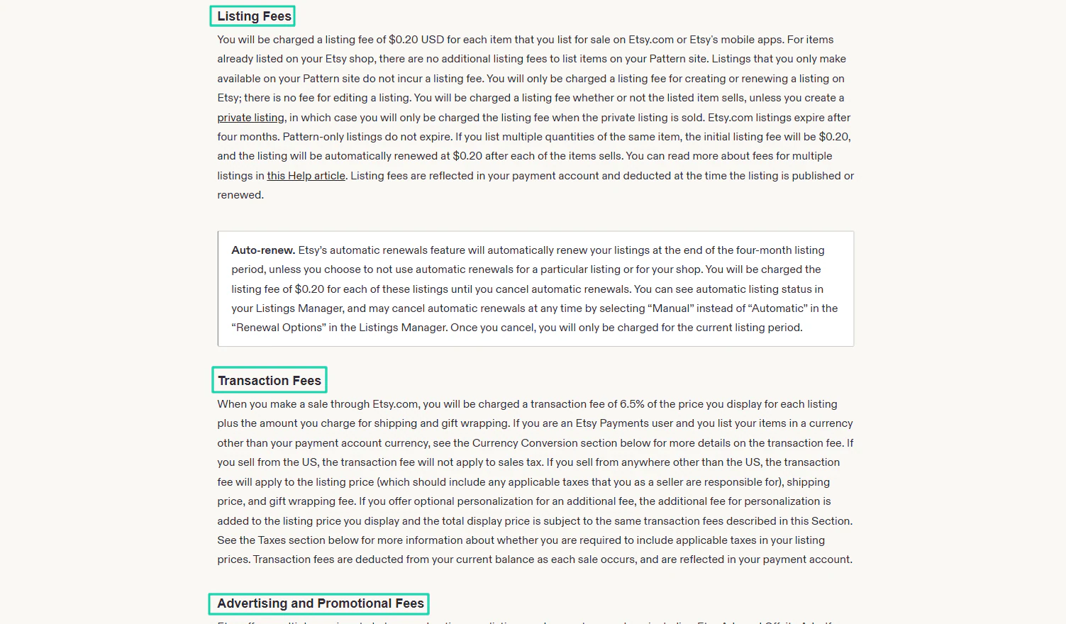 etsy platform fees