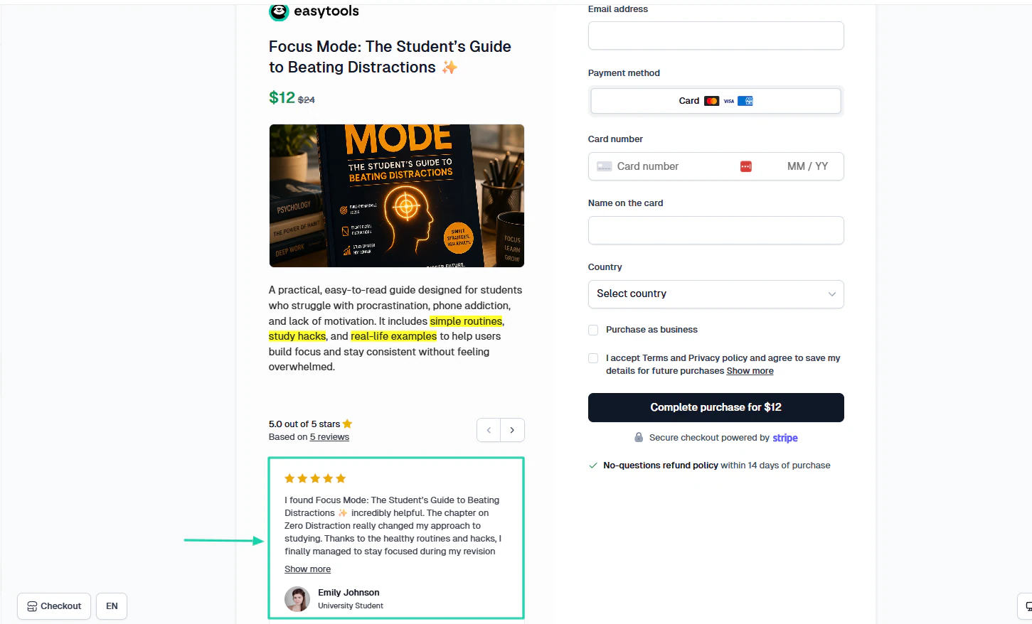 easycart with testimonials
