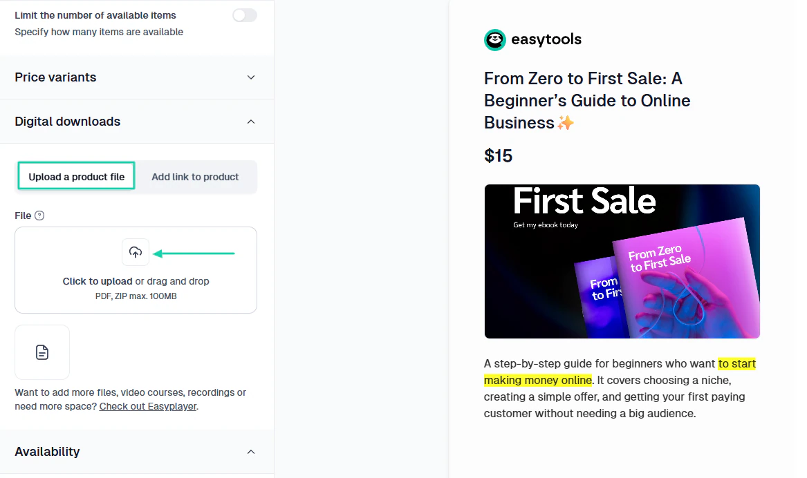 It’s also worth noting that you can add your product link.