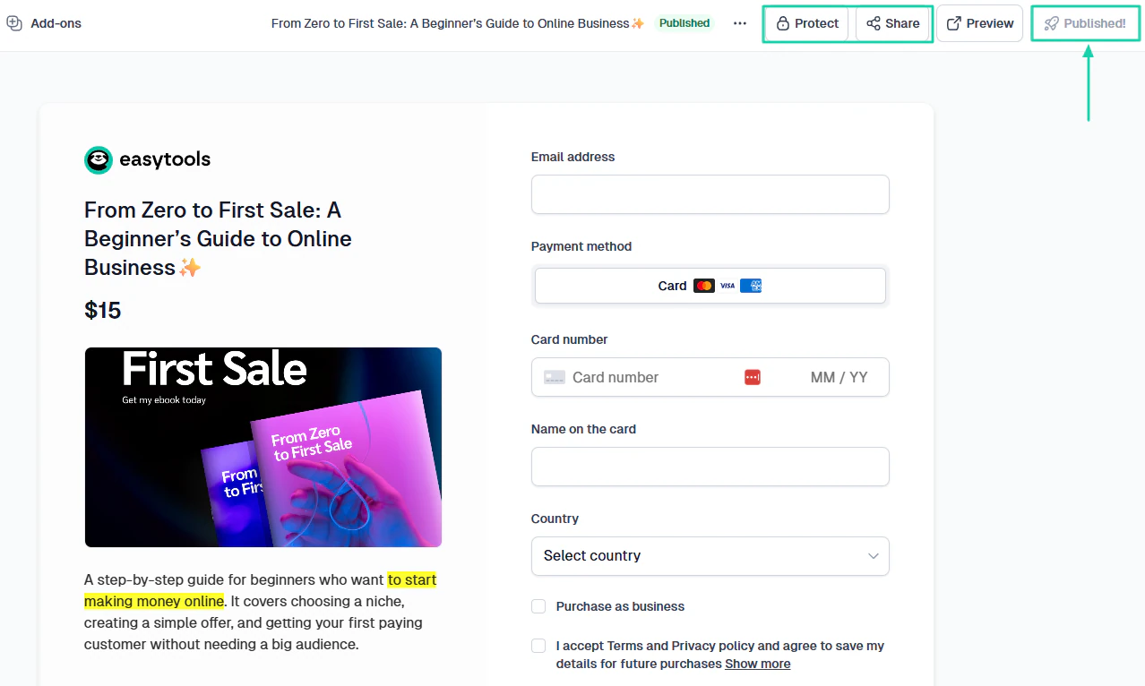 Easytools: storefront screenshot — digital product