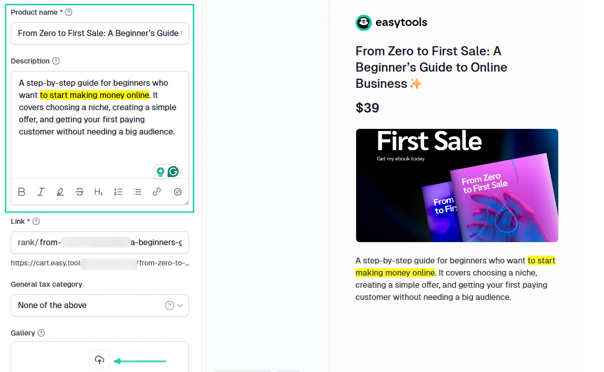 The good news is that the right side of the interface shows a preview of your checkout.
