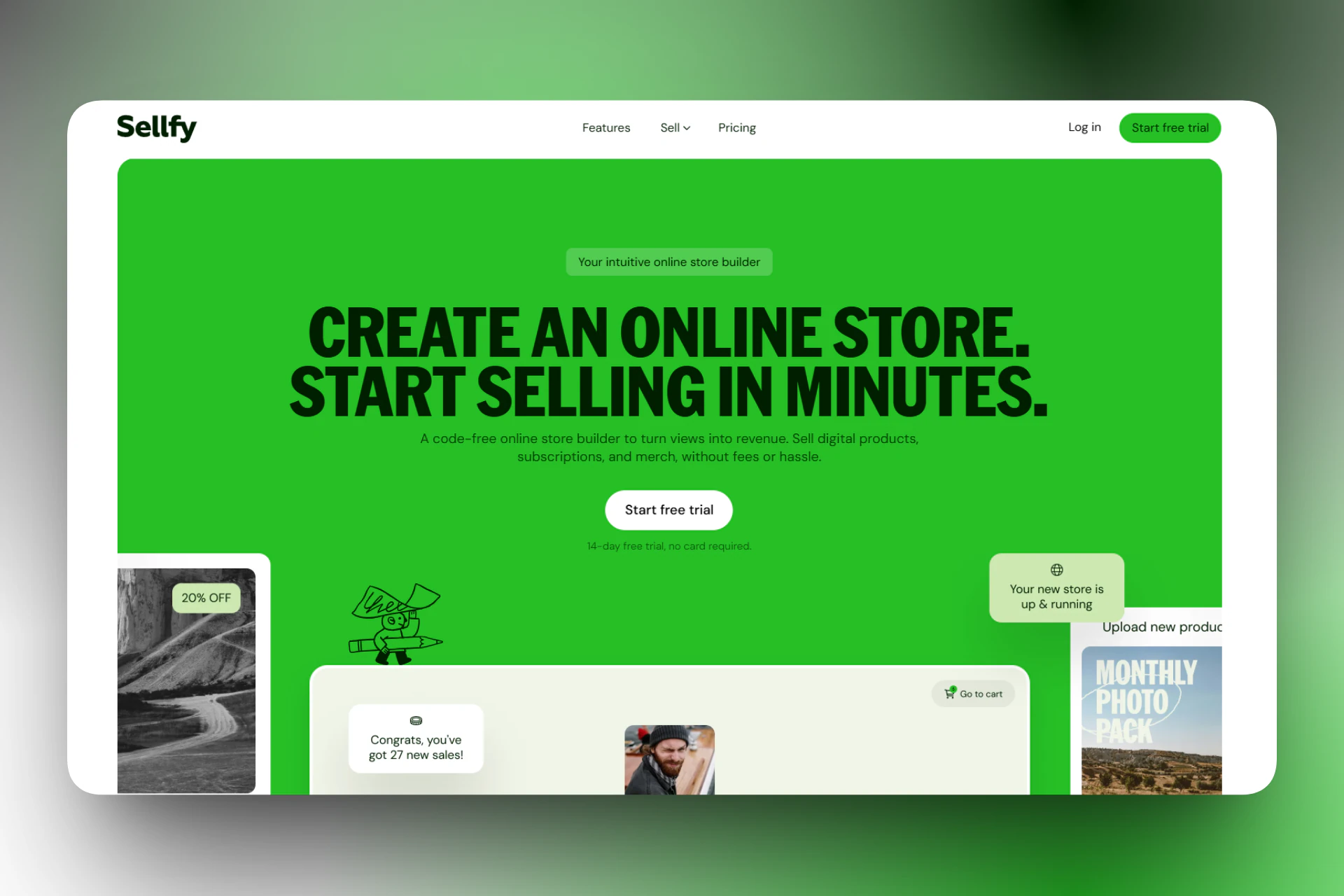 It’s an ecommerce platform that combines digital product sales with built-in print-on-demand merchandise.