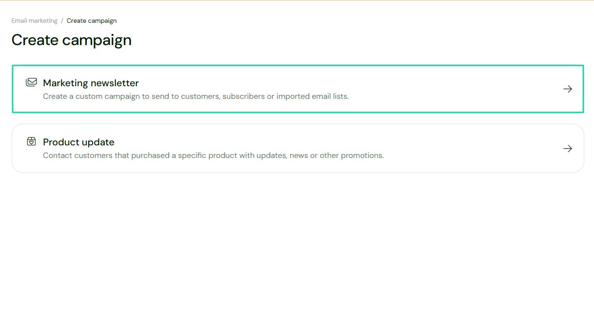 Sellfy: email marketing screenshot