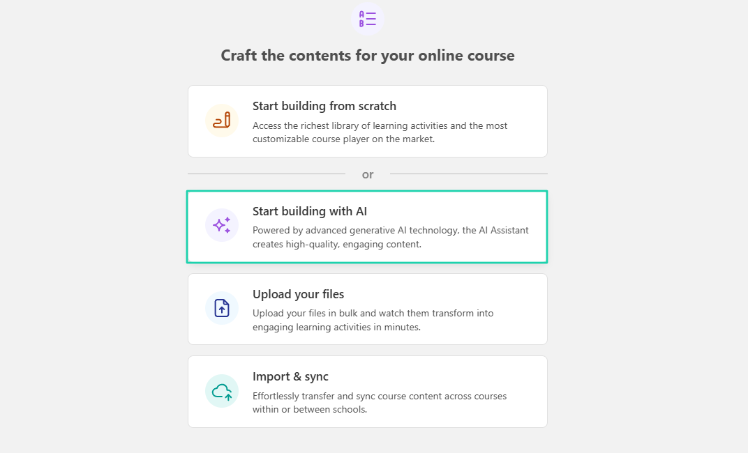 LearnWorlds: You can use AI to build your courses and modules.