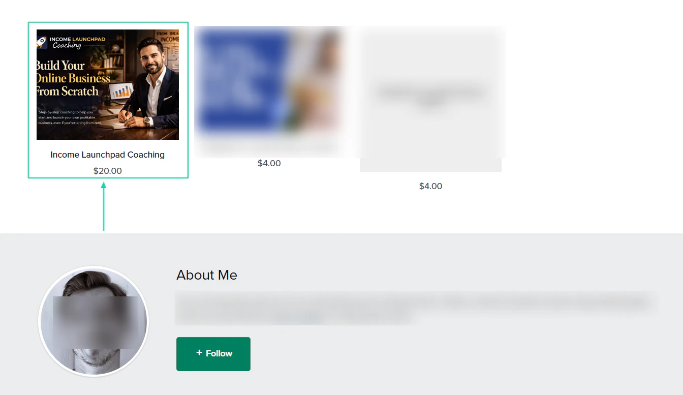 The products or services you sell will appear on your storefront once created.
