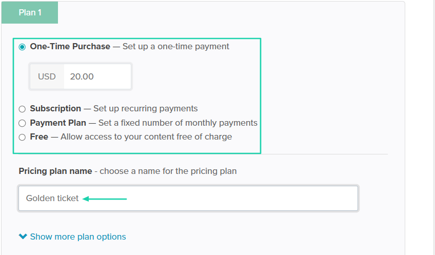 Payhip: You can even name your pricing plan.