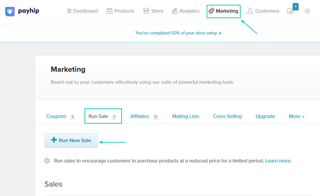 In our example, we will use it to run a sale.