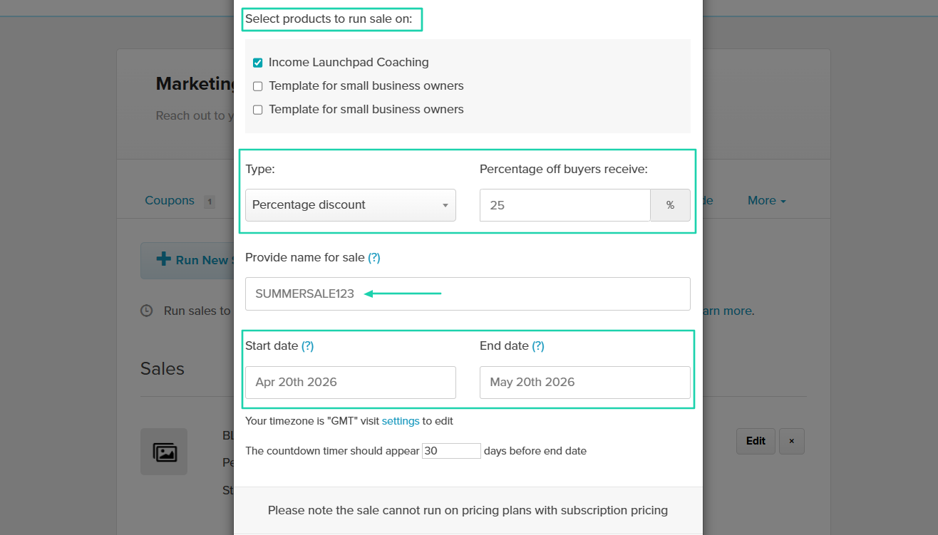 Payhip: You can also add a start and end date for the discount.